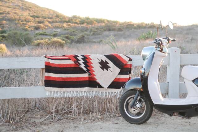 Burnt Orange Tan Brown Striped Pattern Handmade Mexican Blanket Throw Beach Camping Yoga Serape Saltillo Southwest Decor - image 1