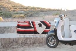 Burnt Orange Tan Brown Striped Pattern Handmade Mexican Blanket Throw Beach Camping Yoga Serape Saltillo Southwest Decor - thumbnail 1
