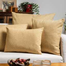 Classic Herringbone Tweed Cushion in Summer Yellow. Sunshine Ochre Yellow Traditional Check Design. 17x17 - thumbnail 3