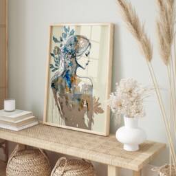 Floral Woman Portrait Boho Watercolor Art Print - thumbnail 3