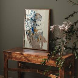 Floral Woman Portrait Boho Watercolor Art Print - thumbnail 2