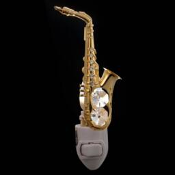 24K Gold Plated Saxophone Handcrafted Luxury Night Light Decorated Swarovski Crystals Bedroom Bathroom Kids Room Gift Premium Decor - thumbnail 2