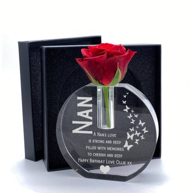 Personalised Nan Gift Crystal Glass Flower Vase With Engraving Boxed - image 1