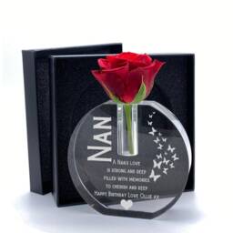 Personalised Nan Gift Crystal Glass Flower Vase With Engraving Boxed - thumbnail 1