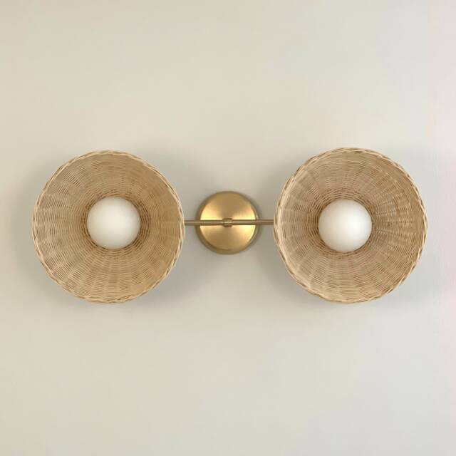 Rattan Chandelier Minimal Flush Mount Light Bamboo Ceiling Lamp Modern Rustic Lighting - image 1