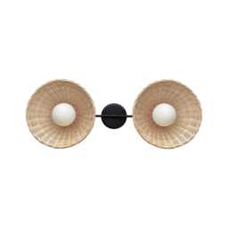 Rattan Chandelier Minimal Flush Mount Light Bamboo Ceiling Lamp Modern Rustic Lighting - thumbnail 3