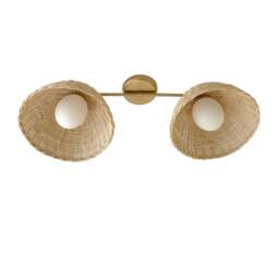 Rattan Chandelier Minimal Flush Mount Light Bamboo Ceiling Lamp Modern Rustic Lighting - thumbnail 4