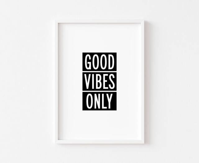 Bedroom Print - Wall Art Decor Home Prints Good Vibes Only Inspirational Quotes - image 1
