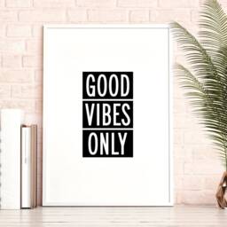 Bedroom Print - Wall Art Decor Home Prints Good Vibes Only Inspirational Quotes - thumbnail 2