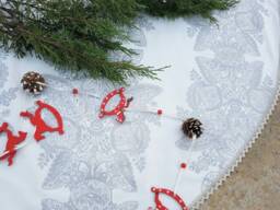 White Christmas Tree Skirt Decor Scandinavian Floral Swedish Skirts