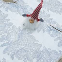 White Christmas Tree Skirt Decor Scandinavian Floral Swedish Skirts - thumbnail 3