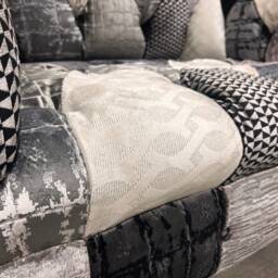 Black & Silver Grey Patchwork Velvet Fabric Chesterfield Snuggle Armchair, Unique British Handmade - thumbnail 3