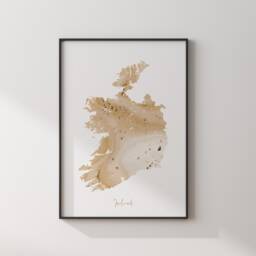 Republic Of Ireland Map Beige & Gold Wall Art Print - thumbnail 3