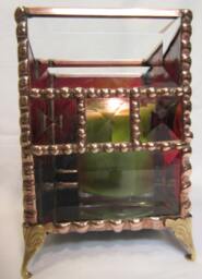 stained Glass Candle Holder Beveled With Brass Feet