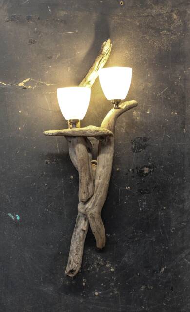 Driftwood Wall Sconce Beach House Lighting, Rustic Seaside Decor - image 1