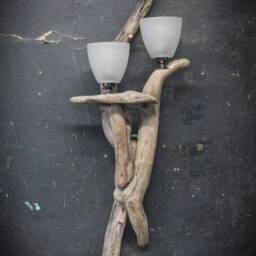 Driftwood Wall Sconce Beach House Lighting, Rustic Seaside Decor - thumbnail 3