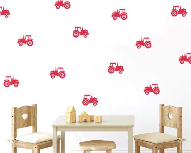 Red Farm Tractor Wall Decals Country Nursery Decor - Pack Of 16 - image 1