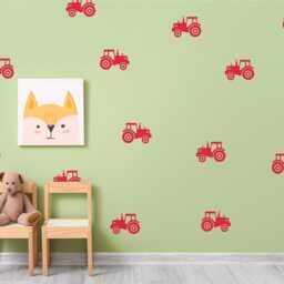 Red Farm Tractor Wall Decals Country Nursery Decor - Pack Of 16 - thumbnail 2