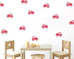 Red Farm Tractor Wall Decals Country Nursery Decor - Pack Of 16 - thumbnail 1