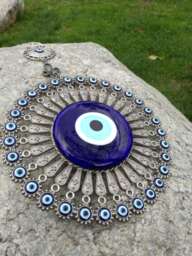 32 Evil Eye Wall Hanging Midst Big Hanging - Decor - Turkish Blue Rustic Oriental Home Decor