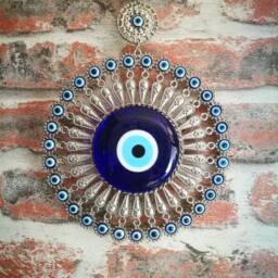 32 Evil Eye Wall Hanging Midst Big Hanging - Decor - Turkish Blue Rustic Oriental Home Decor - thumbnail 2