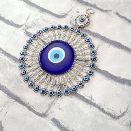 32 Evil Eye Wall Hanging Midst Big Hanging - Decor - Turkish Blue Rustic Oriental Home Decor - thumbnail 4