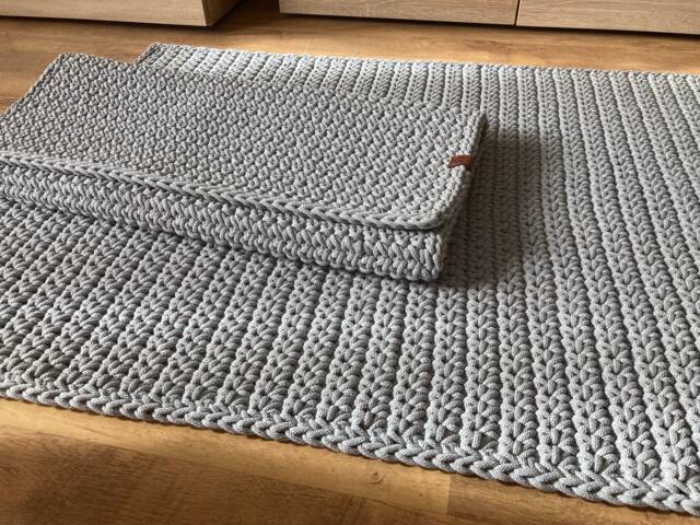 Crochet Rectangle Rug - Handmade Cotton Floor Mat, Boho Style - image 1