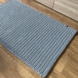 Crochet Rectangle Rug - Handmade Cotton Floor Mat, Boho Style - thumbnail 3