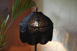 Black Velvet Lampshade Handmade Victorian Gothic Table Lamp - thumbnail 1