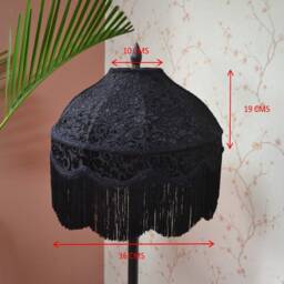 Black Velvet Lampshade Handmade Victorian Gothic Table Lamp - thumbnail 3