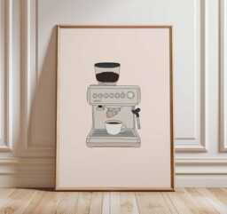 Coffee Machine Wall Art, Barista Kitchen Poster, Espresso Maker Print, Lover Artwork, Modern Cafe Decor, Minimalist Poster - thumbnail 1