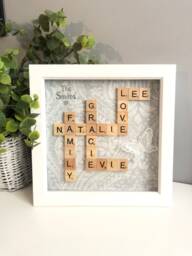 Family Scrabble Art - Personalised Gift Birthday Photo Frame Wall Home Decor Upto 7 Words/Names - thumbnail 1