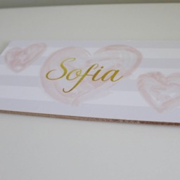 Hearts Door Sign, Heart Nursery Decor, Girls Wall Art, Name Blush Hearts, Pink & Gold, Baby Girl, Personalized Print - thumbnail 3