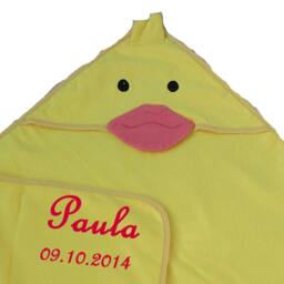 Baby Hooded Towel Funny Faces With Names Embroidered Hooded Towel Bath Poncho Baptism Birth - thumbnail 4