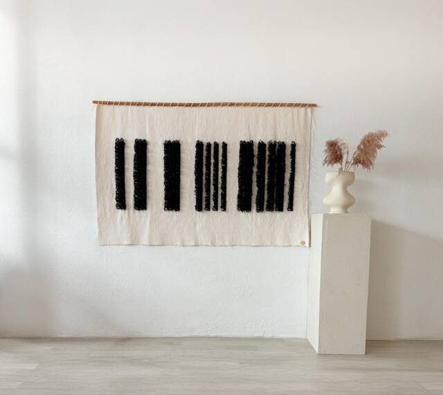 Minimalist Wall Tapestry - Large Hanging Modern Boho Decor Handmade Wool Art Living Room Textured Weaving - image 1
