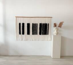 Minimalist Wall Tapestry - Large Hanging Modern Boho Decor Handmade Wool Art Living Room Textured Weaving