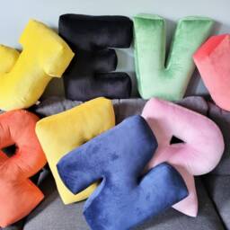 Velvet Letter Pillow, Personalized Nursery Decor, Baby Room Cushion - thumbnail 2