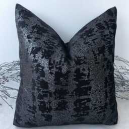 Handcrafted Luxury Black Velvet & Silver Metallic Scatter Cushions Elegant Sofa Bed Set Accent Pillows Quality Couture Design - Style 76