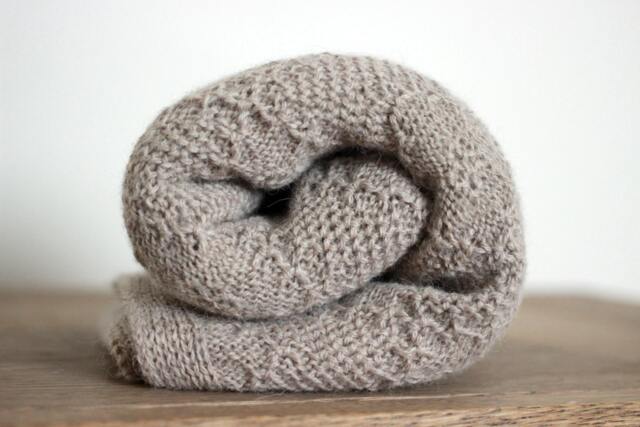 Alpaca Blanket, Knit Wool Baby Wrap, Knitted Natural White/Ivory, Light Beige, Gray Throw, Girl, Boy, Newborn Gift - image 1