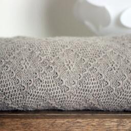 Alpaca Blanket, Knit Wool Baby Wrap, Knitted Natural White/Ivory, Light Beige, Gray Throw, Girl, Boy, Newborn Gift - thumbnail 2