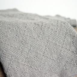 Alpaca Blanket, Knit Wool Baby Wrap, Knitted Natural White/Ivory, Light Beige, Gray Throw, Girl, Boy, Newborn Gift - thumbnail 3
