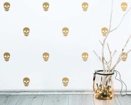 Skull Wall Decals - Halloween Decor, Modern Decals, Cute Stickers, Gold Removable Stickers