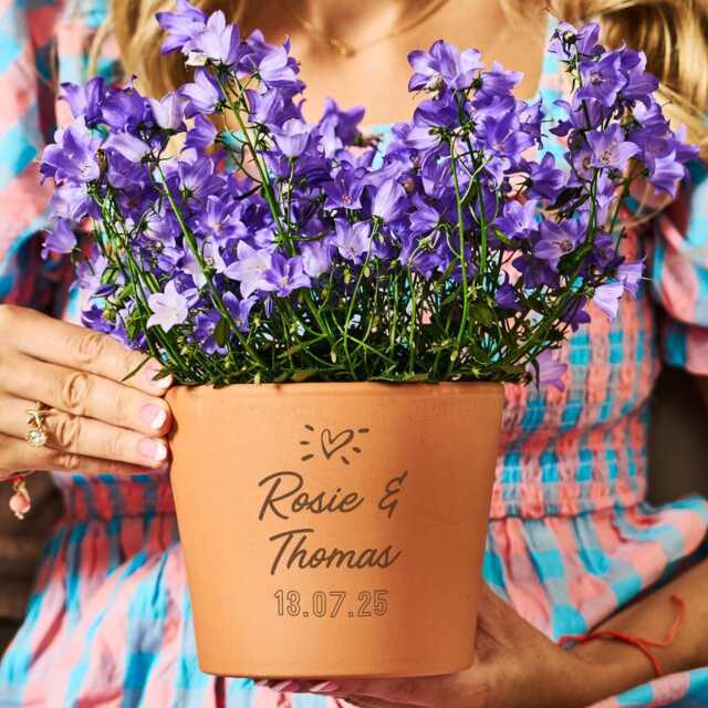 Personalized Terracotta Plant Pot - Engraved Couples Wedding Gift - image 1