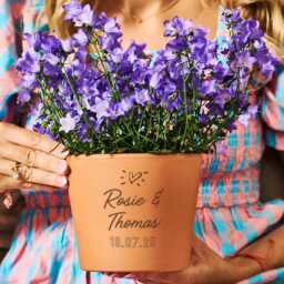 Personalized Terracotta Plant Pot - Engraved Couples Wedding Gift