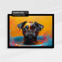 Colorful Pug in The Bath Dog Pet Art Framed Poster Print & Canvas Wall Living Home Decor Interior Gift Lover - thumbnail 2