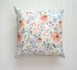 Peach Floral Watercolor Pillow Cover, 18x18, 20x20, 22x22, 24x24, 14x20, 12x21, 12x26 Designer Fabric Various Sizes - thumbnail 1