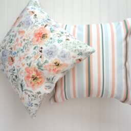 Peach Floral Watercolor Pillow Cover, 18x18, 20x20, 22x22, 24x24, 14x20, 12x21, 12x26 Designer Fabric Various Sizes - thumbnail 2