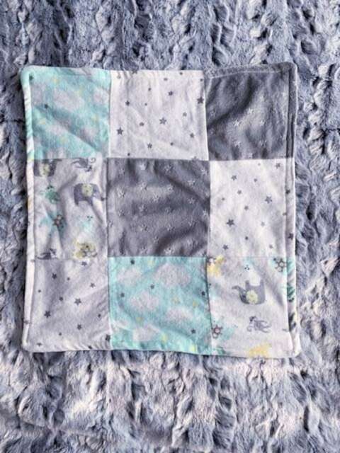 Elephant Baby Lovey, Grey Minky Animal Theme, Shower Gift, Gender Neutral, Security Blanket, Elephant - image 1
