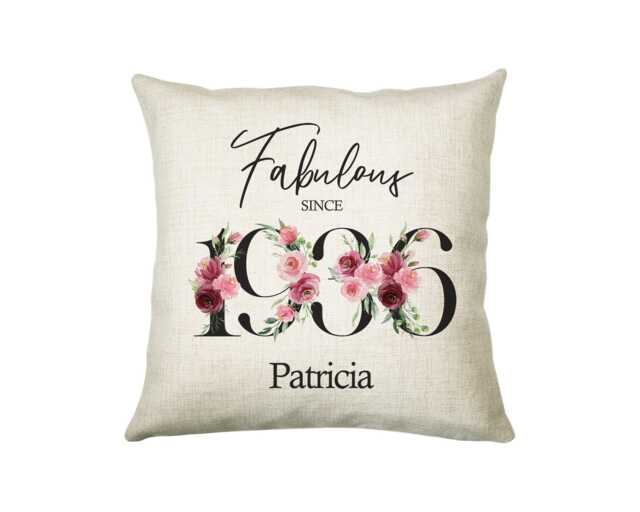 90Th Birthday Gift For Women - Personalised 1936 Cushion Age 90 Her Ladies Floral Design Mum Nan Gran Ninety Bnc90C - image 1