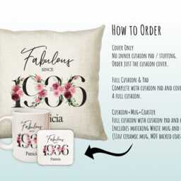 90Th Birthday Gift For Women - Personalised 1936 Cushion Age 90 Her Ladies Floral Design Mum Nan Gran Ninety Bnc90C - thumbnail 2